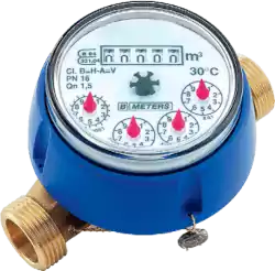 Image of a water meter showing digital and mechanical displays.