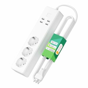 Meross Ciabatta Italiana Smart Alexa Multipresa WiFi Intelligente con 3 Prese AC 4 Porte USB, Protezione da Sovraccarico Compatibile con Meross App, Smartthings e Google Assistant