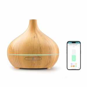 Meross Diffusore di Oli Essenziali WiFi 400ML, Diffusore Profumo Ambiente con HomeKit, Diffusore di Oli Essenziali con Comando Vocale, Timer e Telecomando, Colore Variabile, Alexa, Google Home