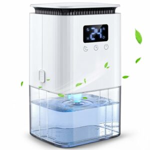 Deumidificatore Casa, Deumidificatore Portatile da 1300ml, Potente, Timer da 24ore, Spegnimento/Sbrinamento Automatico, Ultra Silenzioso, Contro l'umidità per Camera da Letto, Guardaroba, Bagno